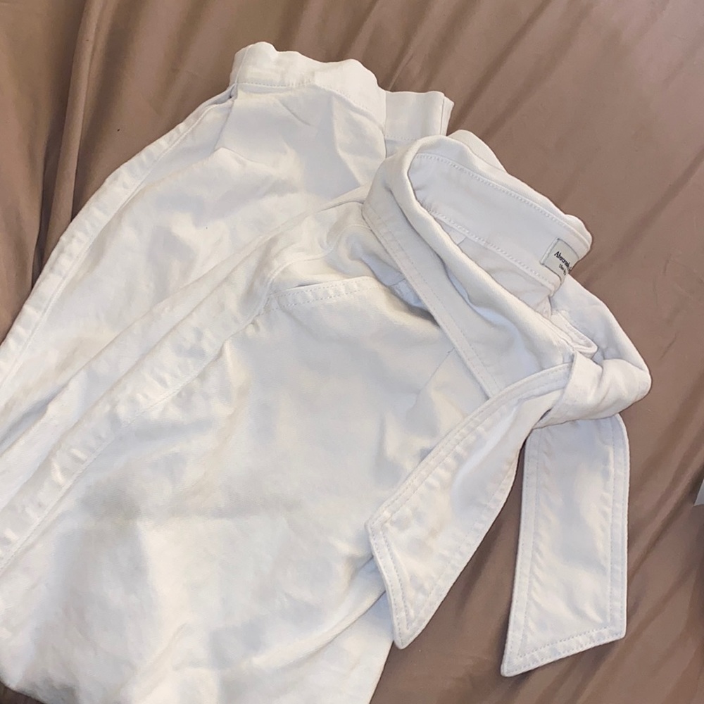 White high rise tie pants